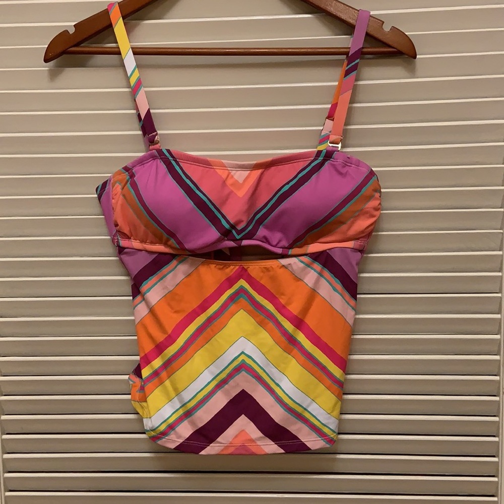 17. Gibson Latimer Tankini Swim Top, Pink, Orange